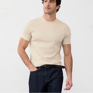 Banana Republic Men's Cream White Short Sleeve Ribbed Mini Tee Small T-Shirt S